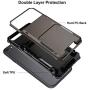 VEGO Compatible for iPhone SE 2nd Generation Case, iPhone 6 6s 7 8 Case, Wallet Card Holder Dual Layer Slot Hidden Flip Back Pocket Hybrid Hard Shell Back Rubber Bumper Cover Case 4.7 inch, Gun Metal