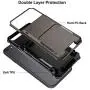 VEGO Compatible for iPhone SE 2nd Generation Case, iPhone 6 6s 7 8 Case, Wallet Card Holder Dual Layer Slot Hidden Flip Back Pocket Hybrid Hard Shell Back Rubber Bumper Cover Case 4.7 inch, Gun Metal