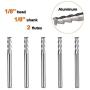 SpeTool 1/8 End Mills for Aluminum 2 Flutes CNC Spiral Router Bits for Aluminum Cut Non-Ferrous Metal Upcut 1.5 inches Long 5 Pieces