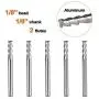 SpeTool 1/8 End Mills for Aluminum 2 Flutes CNC Spiral Router Bits for Aluminum Cut Non-Ferrous Metal Upcut 1.5 inches Long 5 Pieces