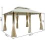 Outsunny 10 x 13 Outdoor Soft Top Pergola Gazebo with Curtains, 2-Tier Steel Frame Gazebo for Patio, Cream White