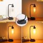 Innqoo Touch Control Table Lamp, 3 Way Dimmable Industrial Table Lamp with USB Charging Ports, Modern Nightstand Lamp, Metal Bedside Lamp for Living Room, Bedroom, Dorm (T45 Vintage Bulb Included)