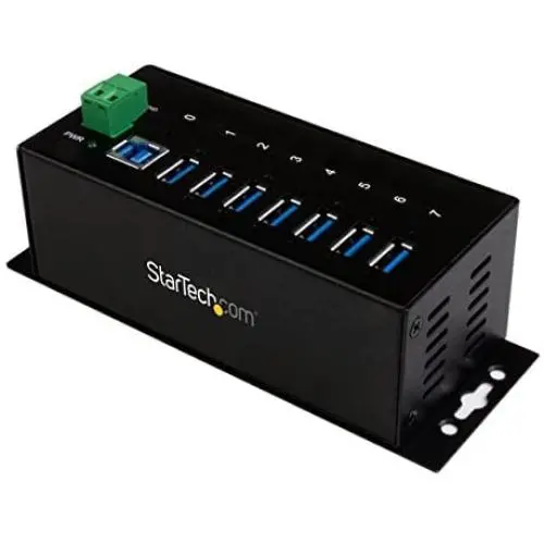 StarTech.com 7-Port Industrial Grade USB 3.0 Hub with ESD & 350W Surge Protection - Rack mountable metal USB port expander splitter hub (ST7300USBME),Black StarTech.com 7-Port Industrial Grade USB 3.0 Hub with ESD & 350W Surge Protection - Rack mountable metal USB port expander splitter hub (ST7300USBME),Black