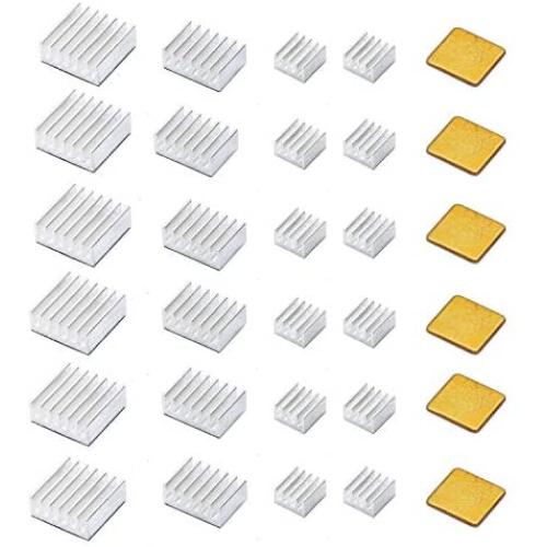 30 PCS Raspberry Pi 4 Heatsink Kit with Thermal Conductive Adhesive Tape, Aluminum Heat Sink Cooler and Copper Heatsink for Raspberry Pi B B+ 2/3/4 30 PCS Raspberry Pi 4 Heatsink Kit with Thermal Conductive Adhesive Tape, Aluminum Heat Sink Cooler and Copper Heatsink for Raspberry Pi B B+ 2/3/4
