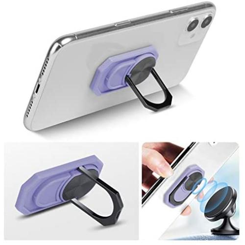 ZIYE Detachable Universal Phone Ring Holder Finger Kickstand, 360° Rotation Metal Ring Grip Holder for Magnetic Car Mount Compatible with All Smartphone (Lavender)