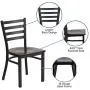 Flash Furniture HERCULES Series Black Ladder Back Metal Restaurant Chair - Walnut Wood Seat