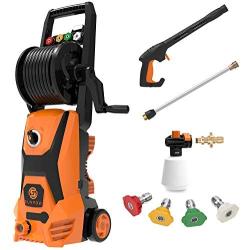 Power Washer, SUNPOW Pressure Washer 2500 Max PSI 1.8GPM Electric Portable High Pressure Cleaner Machine with 4 Nozzles, Detergent Tank and Hose Reel, for Homes, Cars, Driveways, Fences, Patios