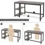 HOMECHO Industrial Computer Desk with 2 Shelves, 55 inch Writing Desk with Storage, Wood Laptop Study Table with Headphone & Cup Holder for Home Office, Sturdy Metal Frame, Easy Assembly, Dark Brown HOMECHO Industrial Computer Desk with 2 Shelves, 55 inch Writing Desk with Storage, Wood Laptop Study Table with Headphone & Cup Holder for Home Office, Sturdy Metal Frame, Easy Assembly, Dark Brown