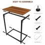 Homemaxs C Table Sofa Side Table, End Snack Table with Wood Finish and Metal Frame, Couch Tables That Slide Under for Living Room and Small Spaces-Easy Assembly