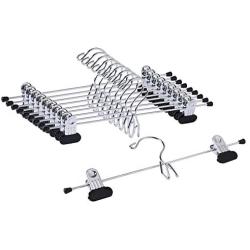Cocomaya 13 Inch Heavy Duty Add-on Stackable Metal Trousers Hanger, Pants Hanger, Skirt Hanger with Extra Strong Clips, Pack of 10… (Black)