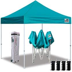 Eurmax 10x10 Ez Pop Up Canopy Tent Commercial Instant Canopies with Heavy Duty Roller Bag,Bonus 4 Sand Weights Bags(Turquoise)