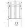 XCEL - Black Steel Anti-Rust Fence Gate - Sharp End Pickets - 4ft W x 5ft H - Easy Installation Kit, for Residential, Outdoor, Yard, Patio, Entry Way, 3-Rail Metal Gate