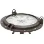 Urban Designs Industrial Porthole Metal Round Clock Coffee & End Table, Brown Urban Designs Industrial Porthole Metal Round Clock Coffee & End Table, Brown