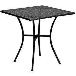 Flash Furniture Commercial Grade 28'' Square Black Indoor-Outdoor Steel Patio Table