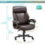 High Back Big & Tall 400lb Office Chair - Heavy Duty Metal Base, Adjustable Tilt Angle, Thick Padding and Ergonomic Design Bonded Leather Executive Desk Computer Task Swivel Chair