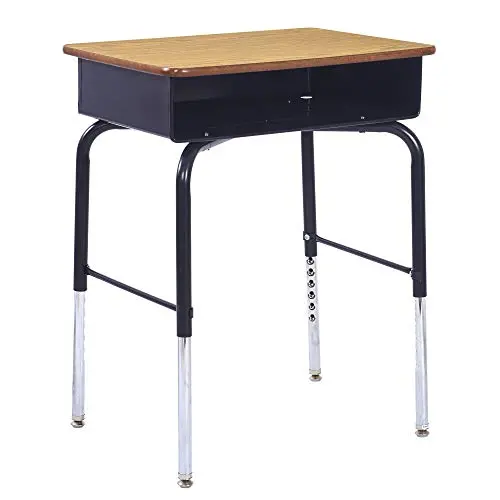 ECR4Kids 24'' x 18'' Adjustable Open Front Student Metal Book Box, DESK, 1-Pack, Black and Oak ECR4Kids 24'' x 18'' Adjustable Open Front Student Metal Book Box, DESK, 1-Pack, Black and Oak