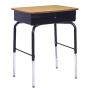 ECR4Kids 24'' x 18'' Adjustable Open Front Student Metal Book Box, DESK, 1-Pack, Black and Oak
