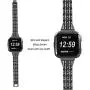 bayite Slim Bling Bands Compatible with Fitbit Versa/Versa 2/Versa Lite Smartwatch, Dressy Metal Bracelet Jewelry Wristband Women, Black
