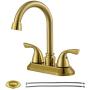 PARLOS Two-Handle Bathroom Sink Faucet with Metal Drain Assembly and Supply Hose Lead-Free cUPC Mixer Double Handle Tap Laundry Utility Faucet Brushed Gold, 1359108