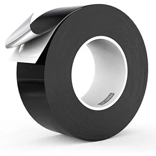 LLPT Aluminum Black Foil Tape 2 Inches x 55 Yards 3.94 Mil High Temp Heavy Duty Adhesive HVAC Sealing Hot Cold Air Duct Tape for Pipe Metal Repair (BF255)