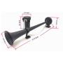 AIHOME Car Horn Super Loud Air Horn 150DB Truck horn 45cm Chrome Zinc Black Single Trumpet Truck Air Horn with Compressor Electric Metal Horn loudspeaker for Any 12V Car Lorry Train Boat Moto etc