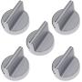W10594481 Range Replacement Knobs - Stainless Steel Cooker Stove Control knobs (5 Pack) - Compatible with Whirlpool WPW10594481, AP6023301, 3281332, W10594481, W10698166, PS1175
