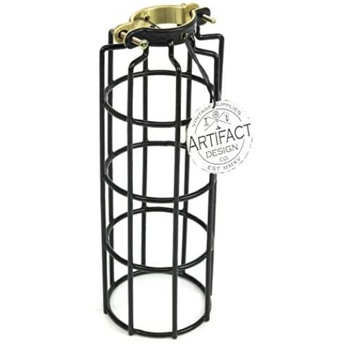 Rustic State Industrial Design Cylinder Metal Wire Light Cage | Lamp Guard for DIY Wall Lighting in Black