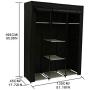 JEROAL Closet Wardrobe Portable Clothes Storage Organizer with Metal Shelves and Dustproof Non-Woven Fabric Cover,51.18X17.72X65.35 in(WxDxH) (Black)
