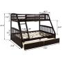 Merax Solid Wood Twin Over Full Bunk Bed with Two Storage Drawers (Espresso)