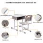 ShowMaven Student Desk and Chair Combo, Height Adjustable Childrens Desk and Chair Workstation with Drawer, Pencil Grooves and Hanging Hooks for Home, School and Training (Light Grey&White)