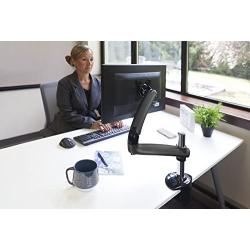 Ergotech Single Freedom Arm, Includes Single Aluminum Articulating Arm, 8.4-17.8 lbs. Weight Capacity, Suitable for Monitors up to 27 inches, VESA Compatible 75×75, 100×100, Metal Gray (FDM-PC-G01)