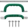 SELEWARE 800 LBS Capacity Set of 2 Safety Playground Handles, Metal Grab Handle Bars 9.64'' Hand Grips with Finger indentations for Kids Swing Set, Playset, Climbing Frame, Play House Handles, Green