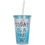 DAKOUFISH BPA-Free 12 Piece 9 Inch Reusable Clear Plastic Glitter Sparkle Drinking Straw Plus one Cleaning Brush (Clear,9inch)