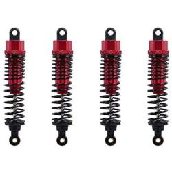 Hooshion 4 Pack Adjustable Oil 60mm 85mm 100mm Front and Rear Metal Shock Absorber Damper for 1/10 RC Car Truck Parts Crawler Type Axial SCX10 TRX4 D90 (Red, 85mm)