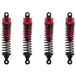 Hooshion 4 Pack Adjustable Oil 60mm 85mm 100mm Front and Rear Metal Shock Absorber Damper for 1/10 RC Car Truck Parts Crawler Type Axial SCX10 TRX4 D90 (Red, 85mm)