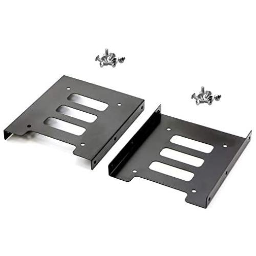 Pasow 2 Pack 2.5'' to 3.5'' SSD HDD Hard Disk Drive Bays Holder Metal Mounting Bracket Adapter for PC (Bracket)