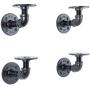 PIPE DÉCOR Electroplated Industrial Pipe Double Flange Brackets Set of 4 Industrial Steel Black Shelf Brackets for Hanging Shelves Wall Mounted Pre-Sealed Ready to Use Real Durable Metal (2 Inch)