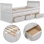 Twin Captain’s Bed Storage daybed with Trundle and Drawers for Kids Guests (White)