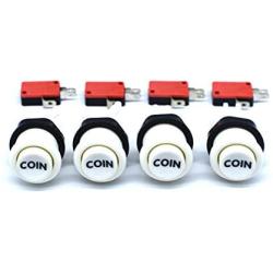 Arcity 4 Pcs/Lot HAPP Style Arcade Game Coin Push Button Start with Microswitch Jamma MAME Machine Console Parts White New