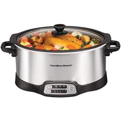 Hamilton Beach Programmable Slow Cooker, Stovetop Sear & Cook, 6 Quarts, Silver (33662)