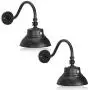 2 Pack - 10in. Black Gooseneck Barn Light LED Fixture for Indoor/Outdoor Use - Photocell Included - Swivel Head - 25W - 2000lm - Energy Star Rated - ETL Listed - Sign Lighting - 3000K (Warm White)