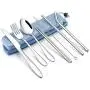 LIANYU 9-Piece Travel Utensils Silverware Set, Stainless Steel Knife Fork Spoon, Chopsticks, Metal Straws, Cleaning Brush, Blue Case and Bag LIANYU 9-Piece Travel Utensils Silverware Set, Stainless Steel Knife Fork Spoon, Chopsticks, Metal Straws, Cleaning Brush, Blue Case and Bag