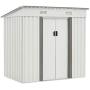 SUNCROWN Outdoor Garden Storage Shed 4X6 FT Yard Storage Tool with Sliding Door for Backyard (White)