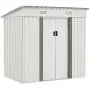 SUNCROWN Outdoor Garden Storage Shed 4X6 FT Yard Storage Tool with Sliding Door for Backyard (White)
