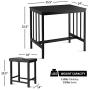 Giantex 3 Piece Dining Set, Counter Height Table Set with Black Frosted Tabletop and Metal Frame for Kitchen, Bar or Apartment w/ 2 Faux Leather Backless Stools, Compact, Space-Saving Design