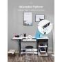 Sewing Craft Table, Sewing Machine Desk with Adjustable Folding Shelves and Storage Drawer, X Frame Sturdy Multipurpose Sewing Desk, White MDF, 57.1×23.6×29.9 inches