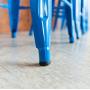 UrbanMod 24 Inch Bar Stools for Kitchen Counter Height, Indoor Outdoor Metal, Set of 4, Blue