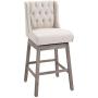 HOMCOM 2 Piece Bar Height Chair Swivel Barstool with Integrated Footrest, Solid Wood Design, and a 180 Degree Rotation, Beige