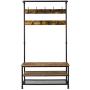 YAHEETECH Industrial Hall Trees with Bench and Coat Rack Entryway Bench with Coat Rack/Hooks/Hanger Stand Sturdy Bench Coat Tree Shoes Shelving Wood and Metal