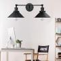 LMSOD Bathroom Vanity Light,2 Lights Vintage Industrial Black Wall Sconce Metal Lighting Fixture